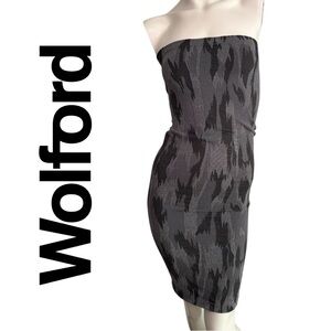 Wolford Strapless Silver, grey, black Camo Bodycon Dress